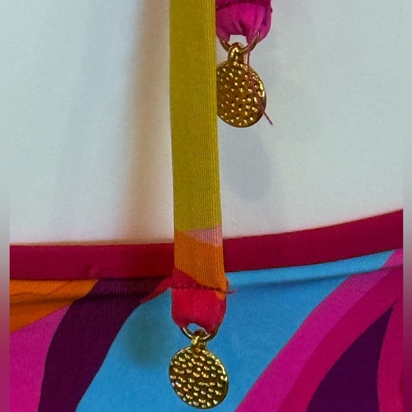 TRINA TURK Lilleth Halter Plunge Multicolor One Piece Swimsuit Size 12 NEW - Picture 6 of 9